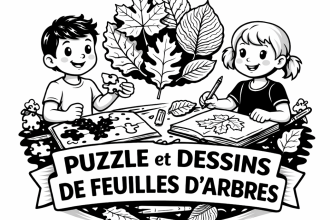 visuel de l'atelier enfant puzzle et dessins de feuilles